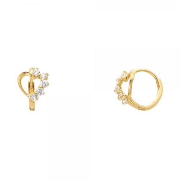 Dainty 14K Yellow Gold Heart Huggies Earrings